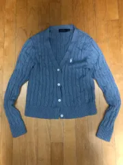 ポロ ラルフローレン ケーブルニット カーディガン スカイブルー L