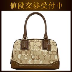 コーチ ハンドバッグ ベージュ ブラウン シグネチャー 10777 美品