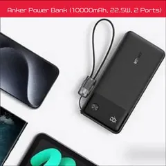 Anker Power Bank (10000mAh, 22.5W, 2 Ports) (モバイルバッテリー 10000mAh 最大22.5W出力 USB-C & USB-C ケーブル付属 ディスプレイ搭載)