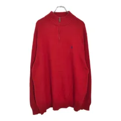 Polo by Ralph Lauren ポロ ラルフローレン ハーフジップ コットン ニット セーター レッド(メンズ 2XLT)中古 古着 U4714