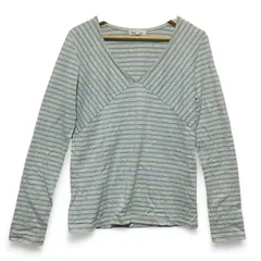 ロペピクニック　カットソー　長袖　サイズ38　グレー×水色　ボーダー　綿100%