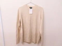 未使用タグ付き UNIQLO ユニクロ メンズ カシミヤクルーネックセーター（長袖） 351-460943 オフホワイト系 Lサイズ
