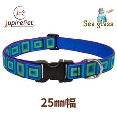 シーグラス柄Sea Glass　ワンタッチ首輪　25mm幅　大型犬向け　アメリカ製　アメリカ直輸入　LUPINE ルパイン　軽量　丈夫Flower