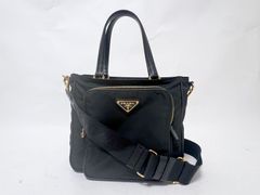 PRADA プラダ ナイロン ブラック トートバッグ ショルダーバッグ TESSUTO SAFFIANO 1BG308 美品