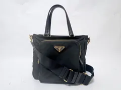 PRADA プラダ ナイロン ブラック トートバッグ ショルダーバッグ TESSUTO SAFFIANO 1BG308 美品