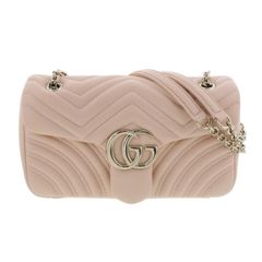 【中古】 GUCCI （グッチ） GGﾏｰﾓﾝﾄ ﾐﾃﾞｨｱﾑ ｼｮﾙﾀﾞｰﾊﾞｯｸﾞ バッグ ショルダー/メッセンジャーバッグ GGマーモント Pink ピンク lambleather ラムスキン ﾚｻﾞｰ 837267 unused:S