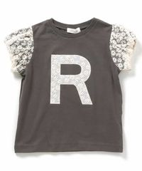 新品　SERAPH（セラフ）レースアップリケロゴTシャツ　130㎝　半袖　可愛い　チャコール　夏　レース