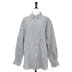SLOBE IENA スローブ イエナ シャツ ブラック ホワイト 黒白 サイズ:FREE | 25春夏 ギンガムチェック ロングスリーブ シャツ | 長袖 レギュラーカラー ドロップショルダー リネン コットン | トップス ブラウス【レディース】【中古】