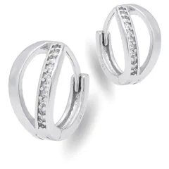 【幅7×内径10mm タイプH 色：シルバー】[Adelina Style] フープピアス ラインストーン ピアス レディース 人気 つけっぱなし シルバーピアス キュービックジルコニア s925 純銀 金属アレルギー対応 男女