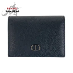 美品 Dior ディオール ブラック 黒 ガンメタ金具 レザー カードケース 名刺入れ 男女兼用 メンズ 501439【中古】