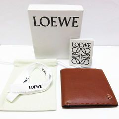 ※ LOEWE ロエベ アナグラム レザー 二つ折り財布 折り財布 バイカラー ブラウン 茶 箱付き 財布 レディース E074B ★3811