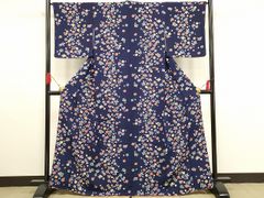 平和屋着物■上質な小紋　舞花文　鬼しぼ縮緬　正絹　逸品　未使用　AAAS2818ay