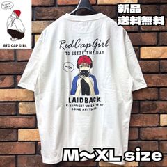 【RED CAP GIRL 天竺バックプリント半袖Tシャツ/ネコ】レッドキャップガール ルーズサイズ ゆったり クルーネック ユニセックス メンズ レディース 男女兼用 ペアルック 猫 ストリート カジュアル  RE25SU07 ホワイト 新品未使用 送料込み
