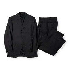 イタリア製 GIULIANO CAPONI ジュリアーノカポーニ ロロピアーナ ストライプ セットアップ 3B スーツ 44/6/R /チャコールグレー×ゴールド系/メンズ