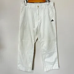 (^w^)b adidasアディダス ゴルフパンツ コットン 綿 ストレッチ ロゴ刺繍 ノータック シンプル 無地 紳士 カジュアル スポーツ 運動 トレーニングウェア ホワイト 白 メンズ サイズ76