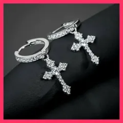 ★スタッフおすすめ★【在庫限り】 ピアス 十字架 ジルコニア 両耳用 リング ア 送料無料　スピード発送ピアス 十字架 ジルコニア   おすすめ おしゃれ　かわいい　人気 20220228-5