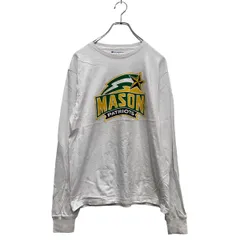 Champion 長袖 プリントTシャツ XL ホワイト イエロー チャンピオン メイソン大学 ロンT ロングTシャツ 古着卸 アメリカ仕入 a603-5939