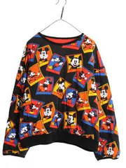 【お得なクーポン配布中!】 90s ディズニー オフィシャル ミッキー 総柄 中綿 リバーシブル ジャケット メンズ レディース M 程/ オールド キャラクター プルオーバー