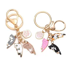 最短当日発送 キーホルダー おしゃれ 萌えグッズ キーリング かわいい 猫 ねこ キャット CAT 吊るし ネコ 猫雑貨 レディース 鍵揃い 小物 誕生日 記念日 select ギフト プレゼント