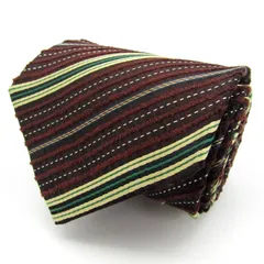 レミュー ブランド ネクタイ シルク ストライプ柄 メンズ ブラウン LES MUES  【中古】