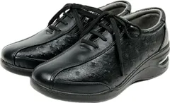 コンフォートシューズ レディース 3e 幅広 軽量 エアーソール クッション サイドファスナー カジュアルシューズ 婦人靴 レースアップ 軽い htc250 ブラック 24.0cm