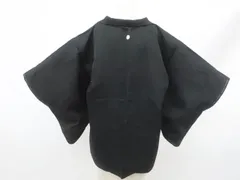 【一輝堂】黒羽織 羽織 一つ紋 古典柄 仕付け付 羽織紐付き 正絹 着物 美品 身丈約73cm 裄丈約61.5cm 25z10-5912