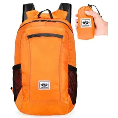 [motayu18] 使う時だけ リュック 小さくたためるエコバッグ マイバック バックパック 登山 ポケッタブル ランキング バイク 旅行用リュック エコバッグ りゅつく レディース メンズ (オレンジ, フリー)