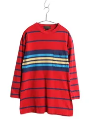 【お得なクーポン配布中!】 80s USA製 エディーバウアー ボーダー ポケット付き Tシャツ メンズ S / ヴィンテージ ロンT カスタム 7分袖 長袖Tシャツ ヘビーウェイト