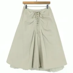 【美品】ピンクハウス★編み上げデザイン フレアスカート サイズL ベージュアイボリー *z15388