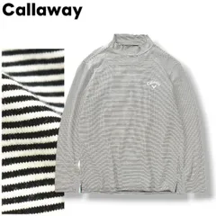 【人気】 古着 キャロウェイ Callaway モックネック 長袖 ボーダー カットソー Tシャツ LL ホワイト x ブラック メンズ