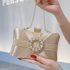 パーティーバッグ クラッチバッグ 結婚式 2way フォーマル セカンドバッグ 和装バッグ ディナーバッグ タッセル ガマ口 シャンパンゴールド シンプル ゴールド金具 ラインストーン 1295