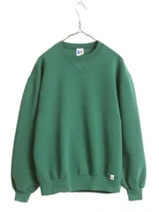 【お得なクーポン配布中!】 90s USA製 ラッセル 無地 前V スウェット メンズ レディース L 古着 90年代 オールド RUSSELL トレーナー グリーン 裏起毛 緑 クルーネック