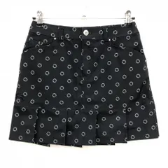 【美品】アンダーアーマー プリーツスカート 黒×白 ロゴ総柄 レディース MD ゴルフウェア UNDER ARMOUR