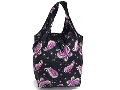 ■美品■ ANNASUI アナスイ ナイロン 総柄 エコバッグ ハンドバッグ トート メンズ レディース ブラック系×マルチカラー DH4333