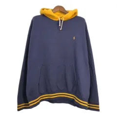 90年代 POLO SPORT ポロスポーツ フーディ パーカー 2トーン ワンポイント ネイビー (メンズ XL) 中古 古着 T3129