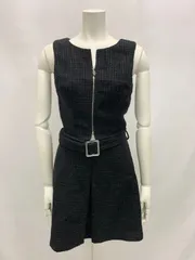 1143 JEWELS ジュエルズ　キャバクラ　ドレス　ツイードラメ　セットアップ　ノースリーブ　シルバージップ　ウエストベルト　ミニ　キャバドレス　S