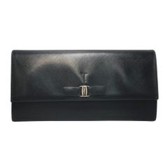 【真贋判定済】Ferragamo フェラガモ ヴァラ 長財布  ブラック ウォレット B0420JFMTF