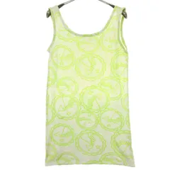 JUNKO SIMADA ジュンコシマダ 日本製 総柄 ノースリーブ 膝丈ワンピース グリーン レディース 古着