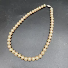 I242 大粒パール 真珠 ネックレス クリーム系 SILVER 刻印 レディース ファッション アクセサリー ジュエリーシャンパンゴールド 38.9g