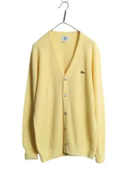 【お得なクーポン配布中!】 80s USA製 ラコステ アクリル ニット カーディガン メンズ レディース L 古着 ヴィンテージ IZOD LACOSTE 羽織り 前開き セーター イエロー
