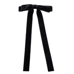 【ブラック×ワンサイズ】[Cream dot. クリームドット公式] ヘアアクセサリー レディース バレッタ ロングリボン ベロア ベルベット 光沢感 揺れる ヘアクリップ ヘアアクセ ヘアアレンジ 簡単 まとめ髪 髪留め お呼ばれ パーティー 大人