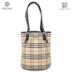 バーバリーブルーレーベル ノバチェック バケツ型トートバッグ ナイロンキャンバス / レザー ベージュ / 黒 BURBERRY レディース USED【中古品】【丸正質舗】【質屋】【ブリルトワーゼ】（M212336）
