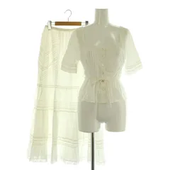 デイシー deicy セットアップ上下 コットン ブラウス 五分袖 ティアードスカート ロング フレア F ホワイト /MY ■OS