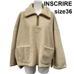 ◆ アンスクリア INSCRIRE リバーシブルボアジャケット プルオーバー オーバーサイズ ハーフジップ ベージュ 36 S 7号 レディース S5W311