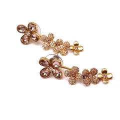 【中古】良品 Swarovski スワロフスキー ラインストーン ビジュー クローバー ゴールド ピアス eY09146A