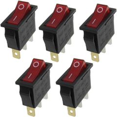新品 Huahuiyuan AC 16A/250V 20A/125Vレッドライトイルミネーションオン/オフSPSTボートロッカースイッチ5個 入り