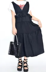 Frill Tiered Black Long Jumper Skirtのサムネイル
