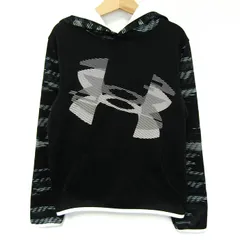 アンダーアーマー 長袖パーカー コールドギア スポーツウエア トップス キッズ 男の子用 YMDサイズ ブラック UNDER ARMOUR 【中古】