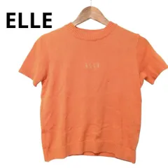 ELLE ACTIVE エル 半袖 サマーニット オレンジ 派手 ロゴ刺繍
