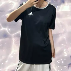 adidas(アディダス) 黒 3本線 機能性 ドライフィット ジャージ 半袖 Tシャツ 2XL